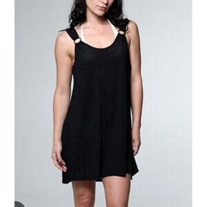 J Valdi sleeveless ring tank Black Coverup Dress Swim Women SZ M vacation Pool